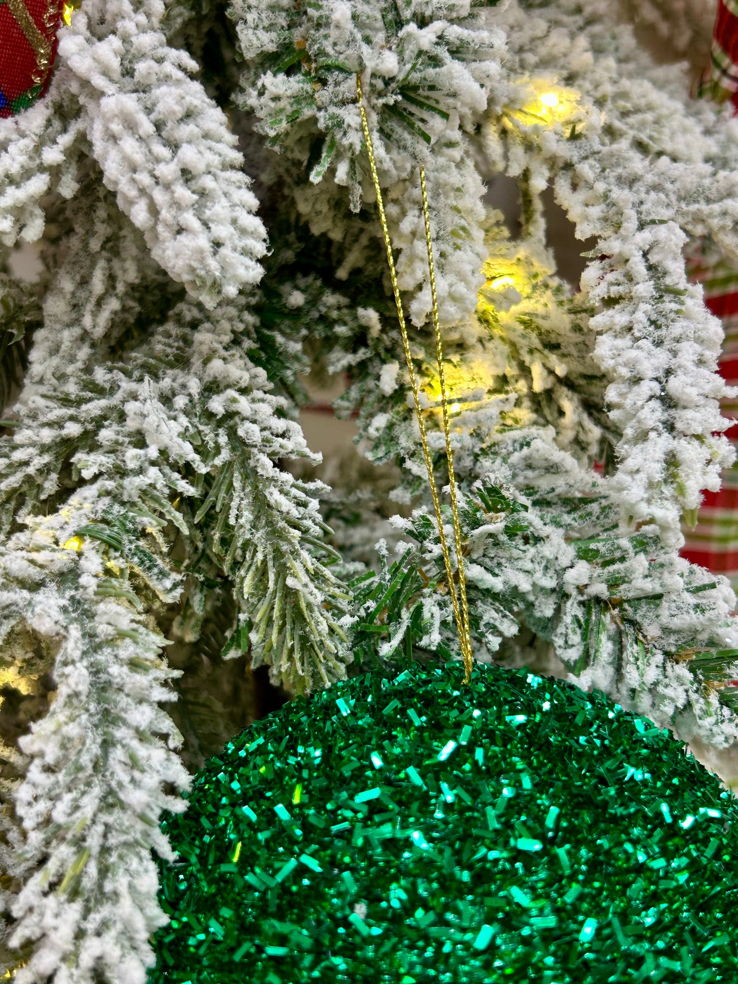 5 Inch Emerald Green Foil Glitter Ball Ornament