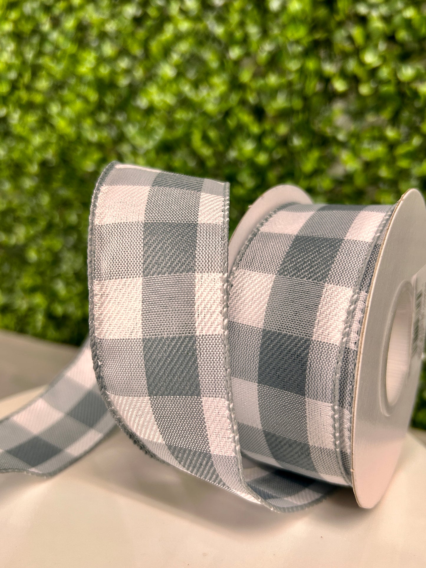 1.5 Inch By 10 Yard Grey Check Plaid Twill Ribbon