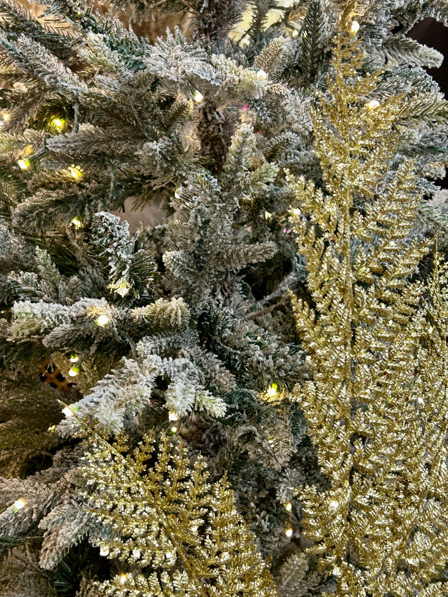 32 Inch Gold Shimmery Glitter Fern Spray