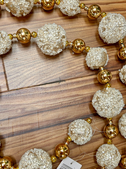 70 Inch Gold And Copper Iced Bead Ball Garland