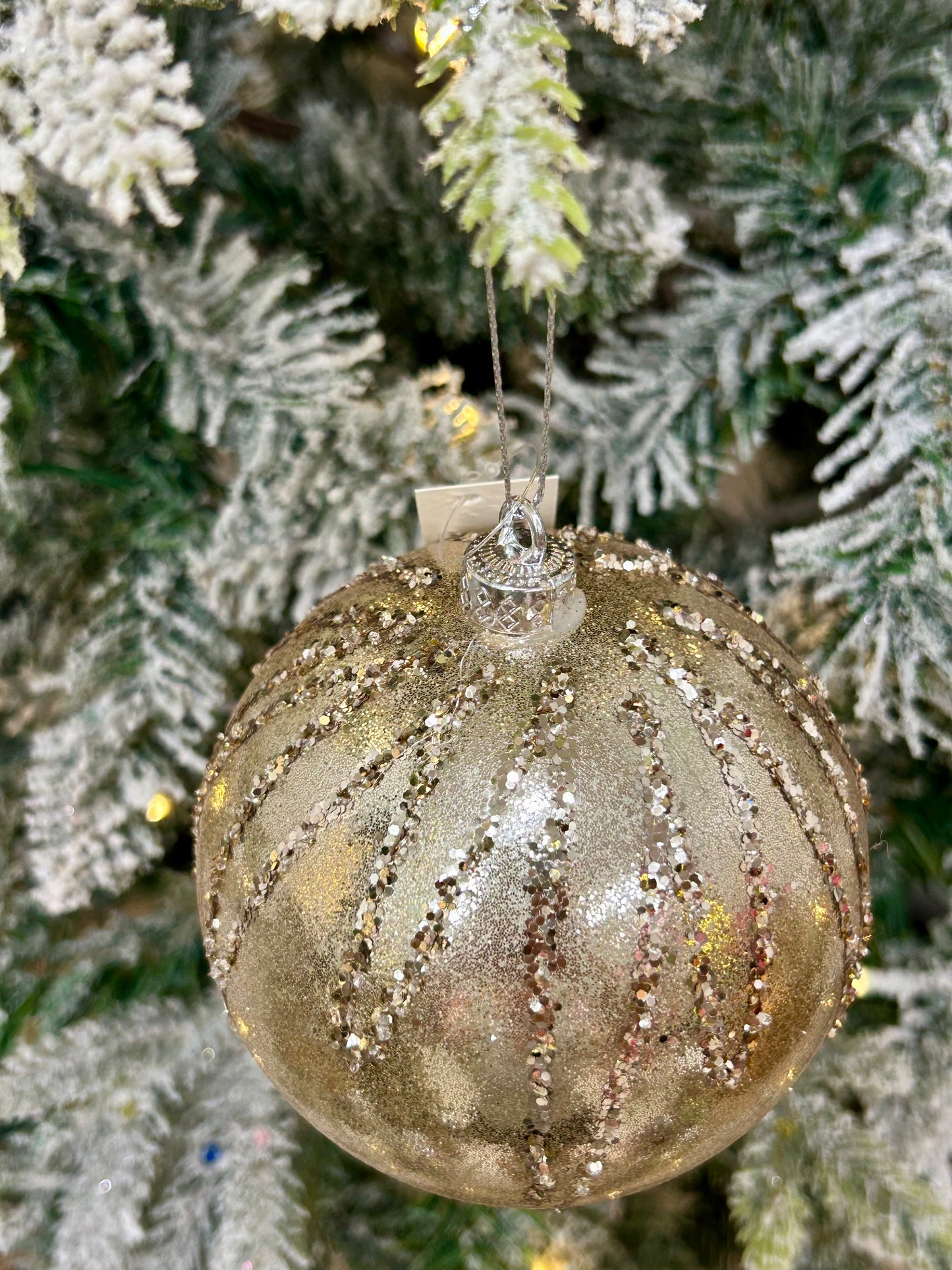 4 Inch Champagne Glitter Ball Ornament