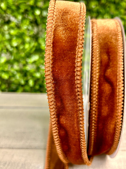 7/8 Inch By 10 Yard Chocolate Deluxe Velvet With Satin Backing Ribbon