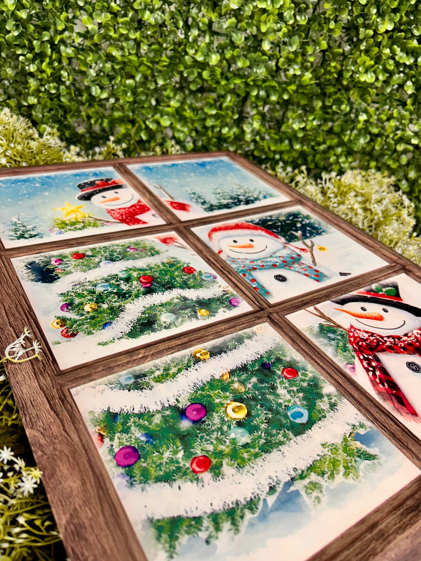 19 Inch Snowmen With Trees Window Sign