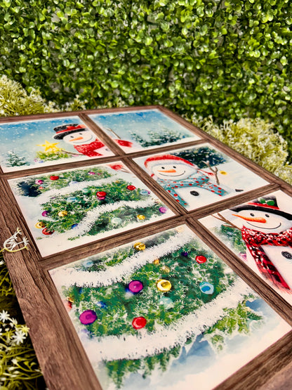 19 Inch Snowmen With Trees Window Sign