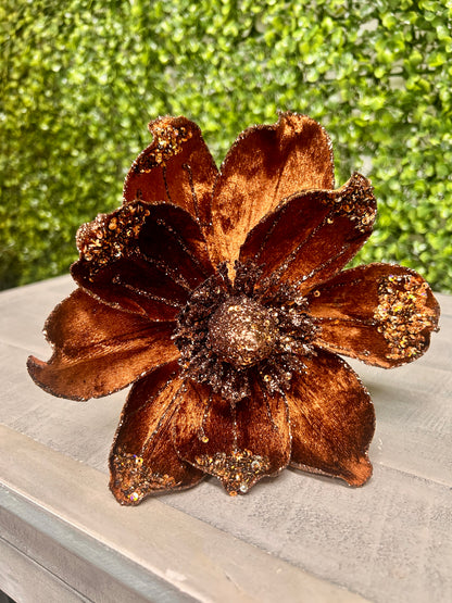 17 Inch Sequined Bronze Magnolia Stem