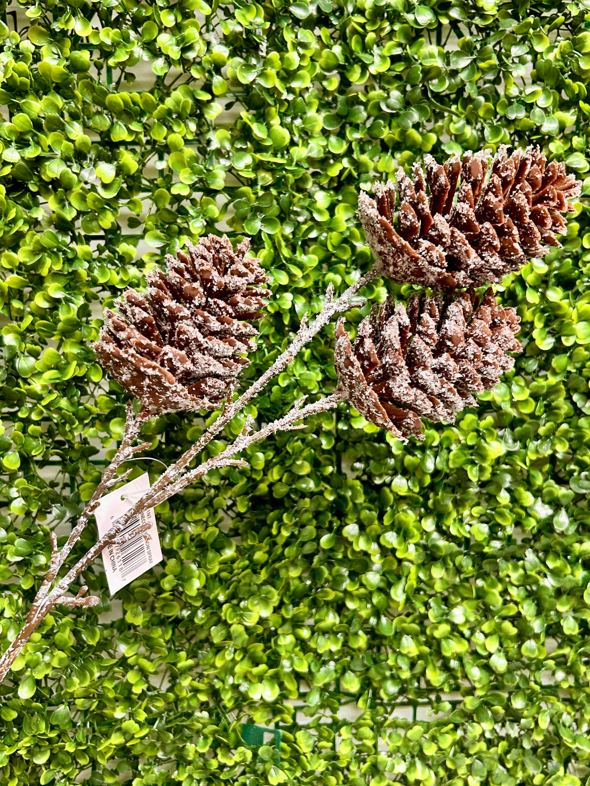 24 Inch Pinecone With Snow Spray