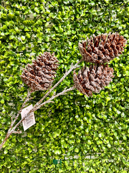 24 Inch Pinecone With Snow Spray