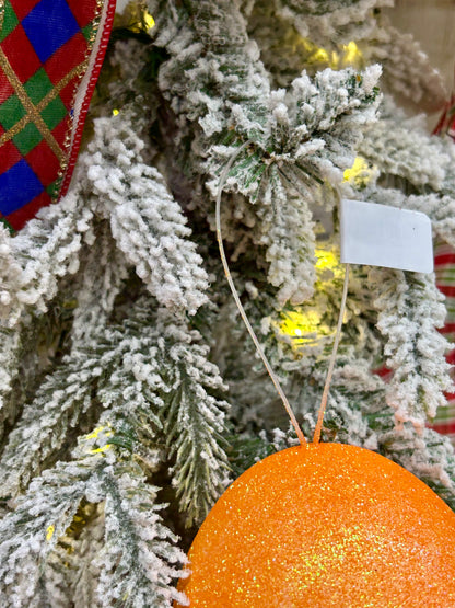 5 Inch Orange Glitter Gumdrop Ornament