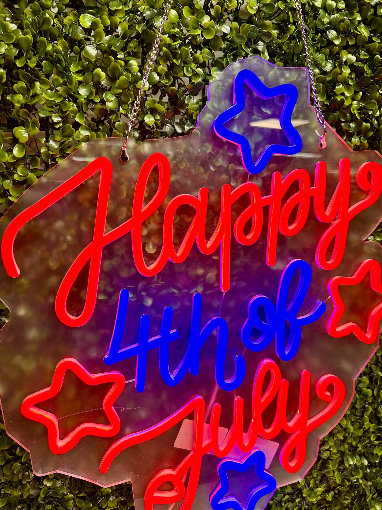 Happy 4th Of July Neon Lighted Hanging Sign