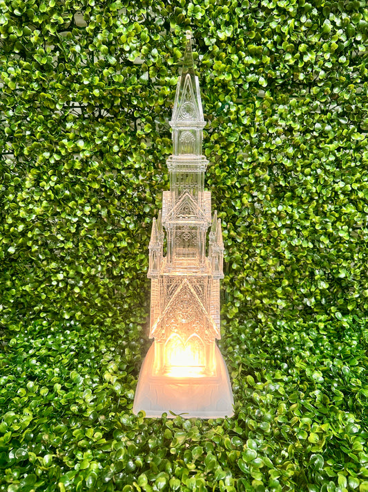 17.25 Inch Clear Acrylic Water Spinning LED Church Snow Globe