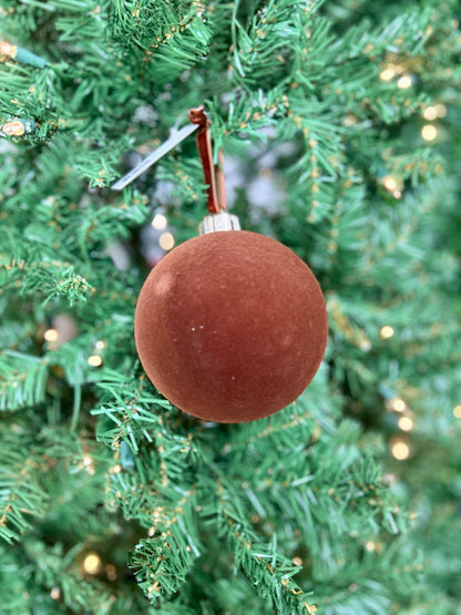 5 Inch Brown Flocked Ornament Ball