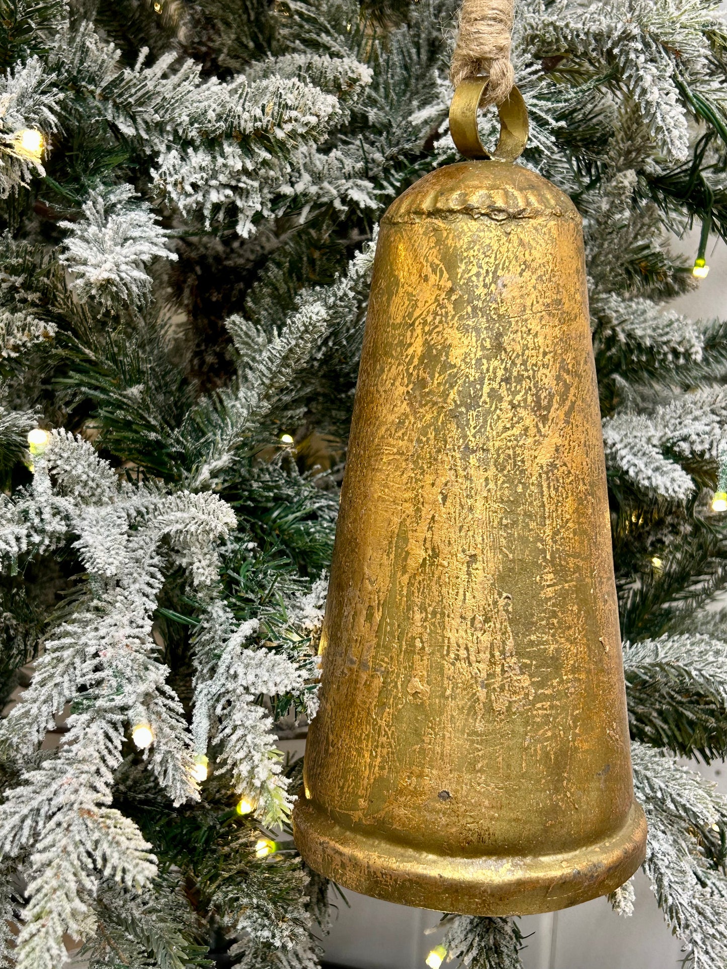 12 Inch Gold Antique Metal Bell Ornament