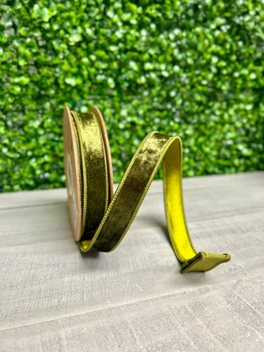 1 Inch By 10 Yard Moss Green Heritage Velvet Ribbon