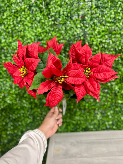 16 Inch Red Poinsettia Bush