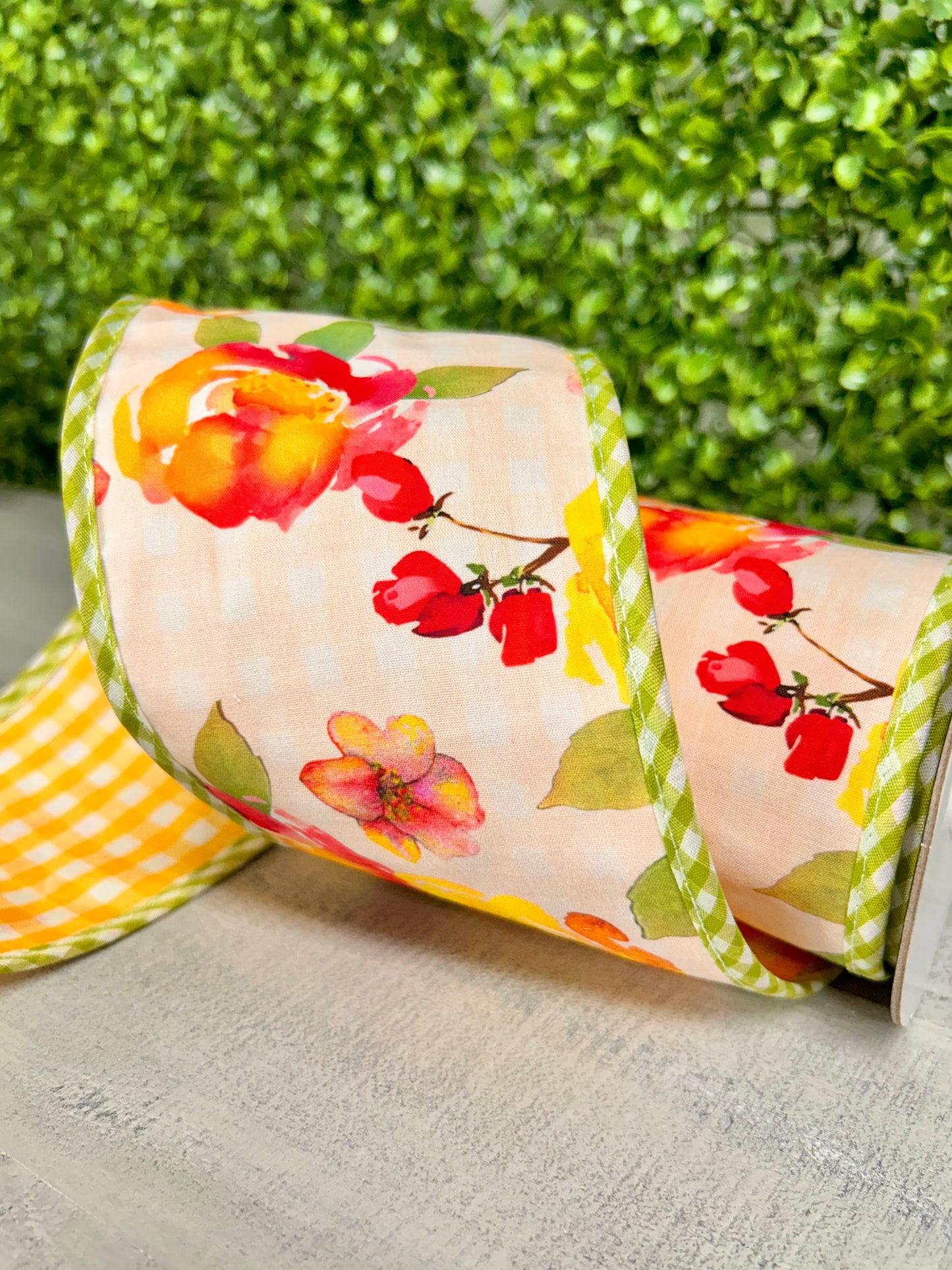 4 Inch By 5 Yard Summer Rose Nasturitum Ribbon