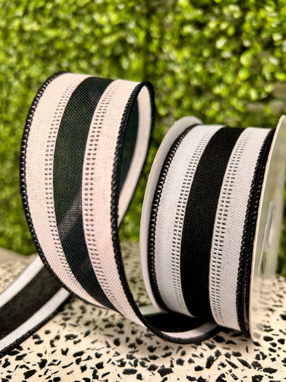 1.5 Inch By 10 Yard Black And White Royal Burlap Ribbon