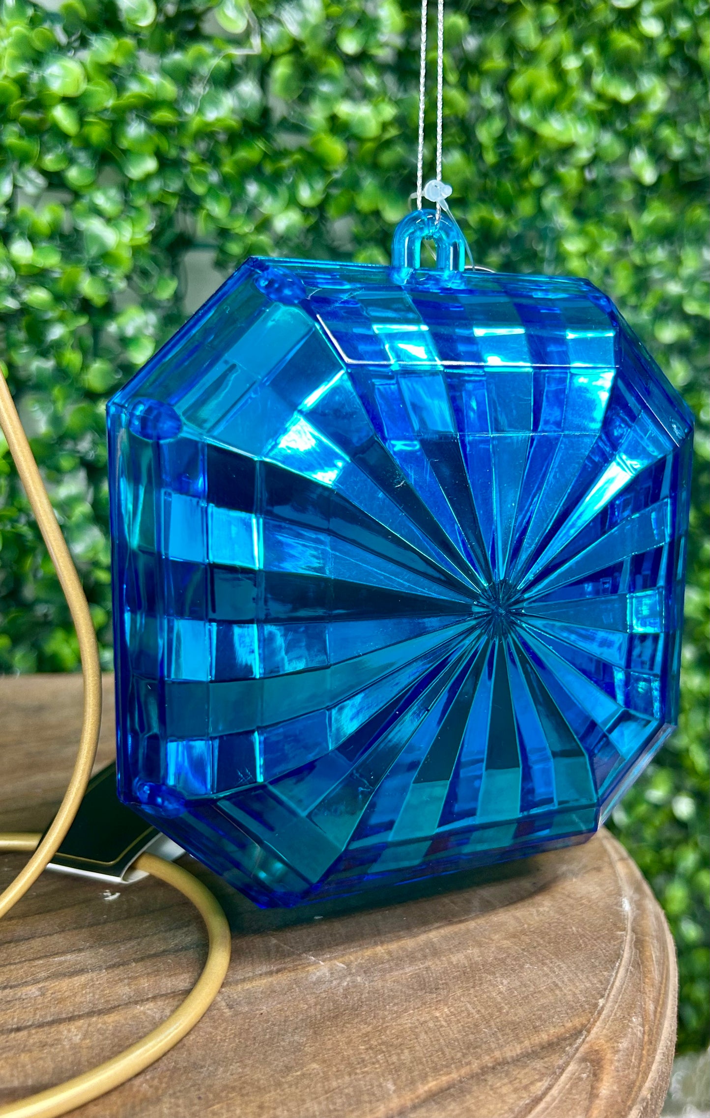 5 Inch Blue Acrylic Square Diamond Ornament