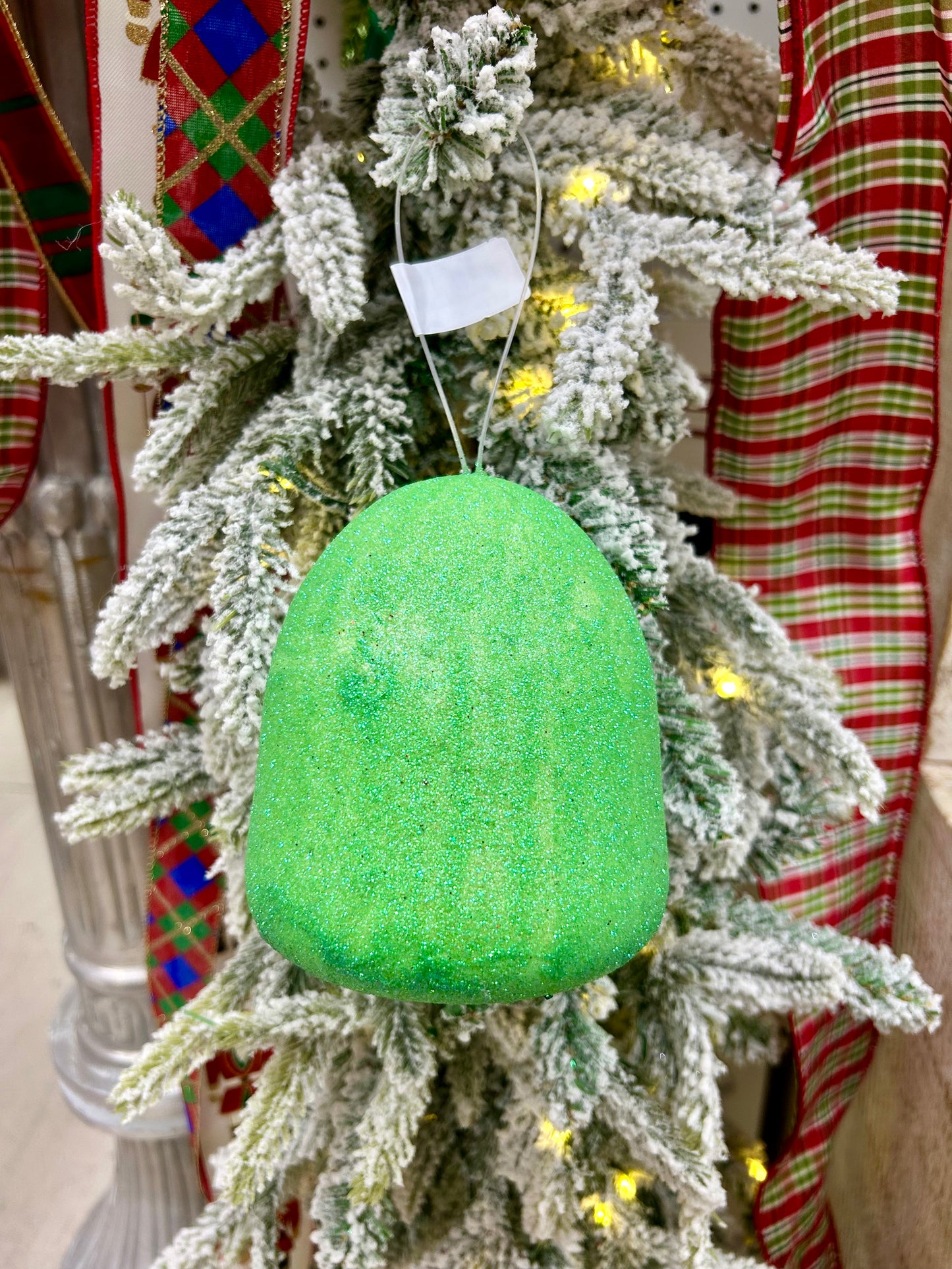 5 Inch Mint Green Glitter Gumdrop Ornament