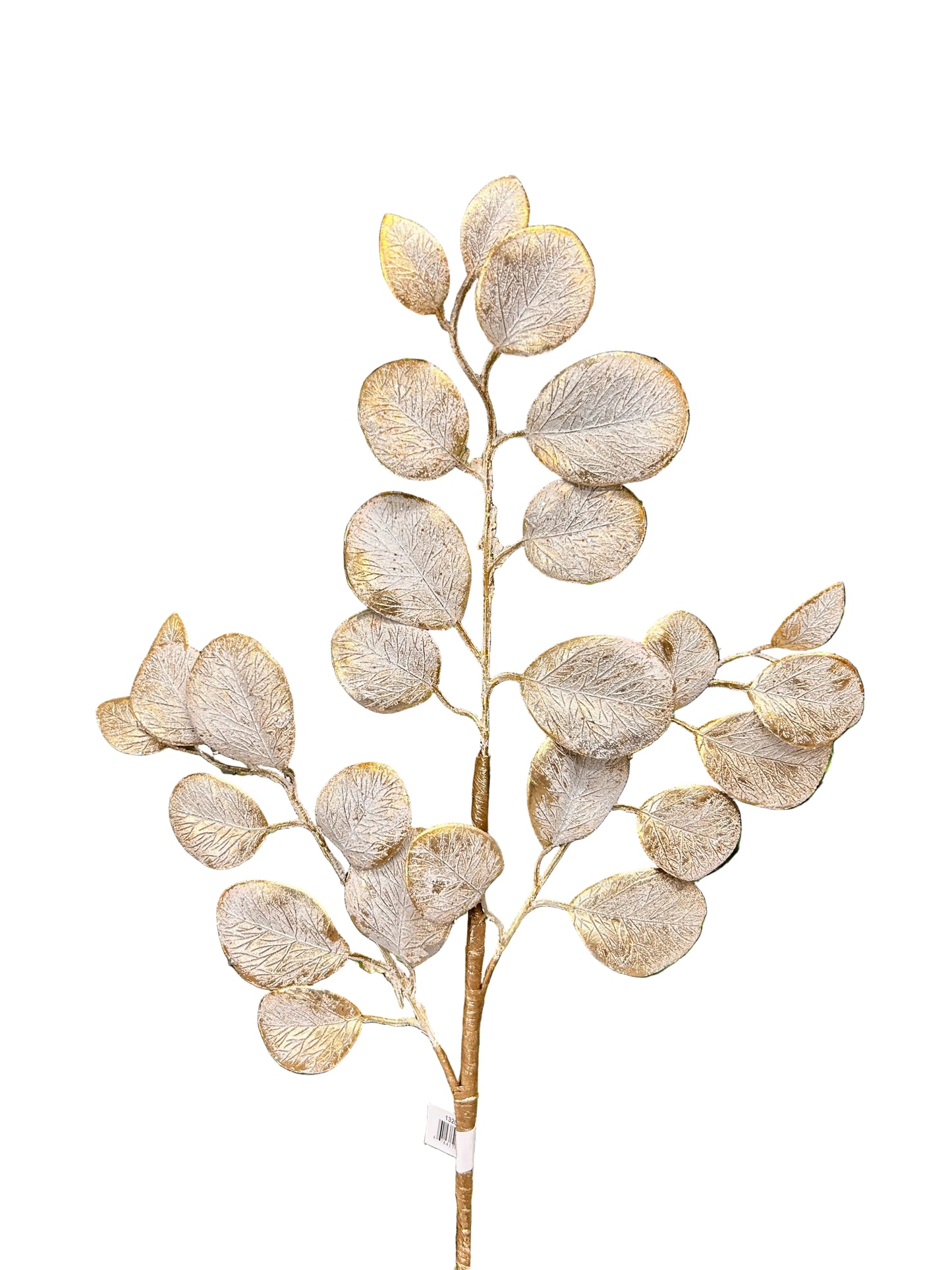 24 Inch Gold Eucalyptus Leaf Spray With Frost