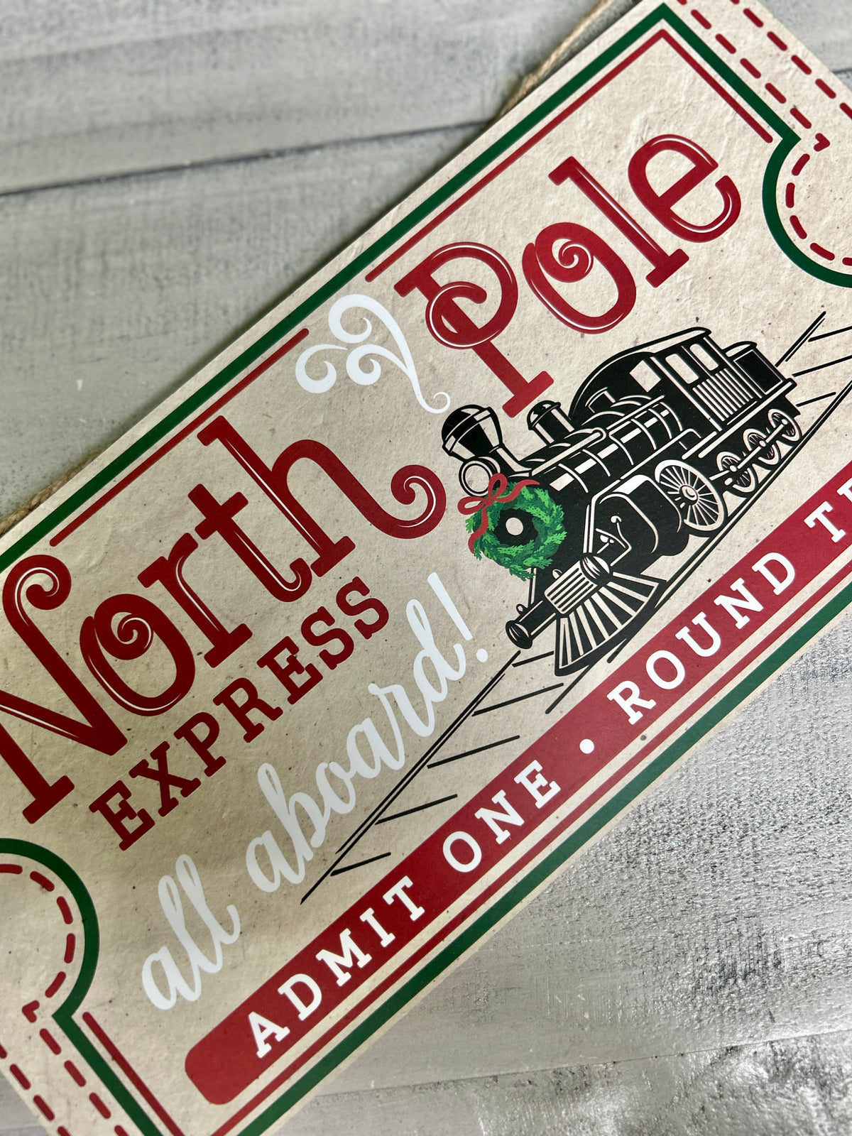 12.5 Inch North Pole Ticket Wood Sign