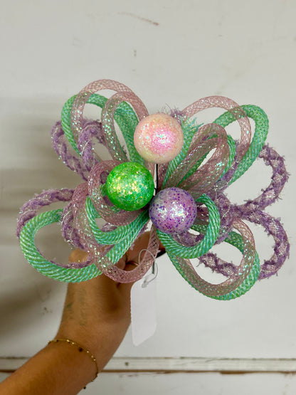12 Inch Pink Orchid Lavender And Mint Green Iridescent Glitter Ball Tubing Pick