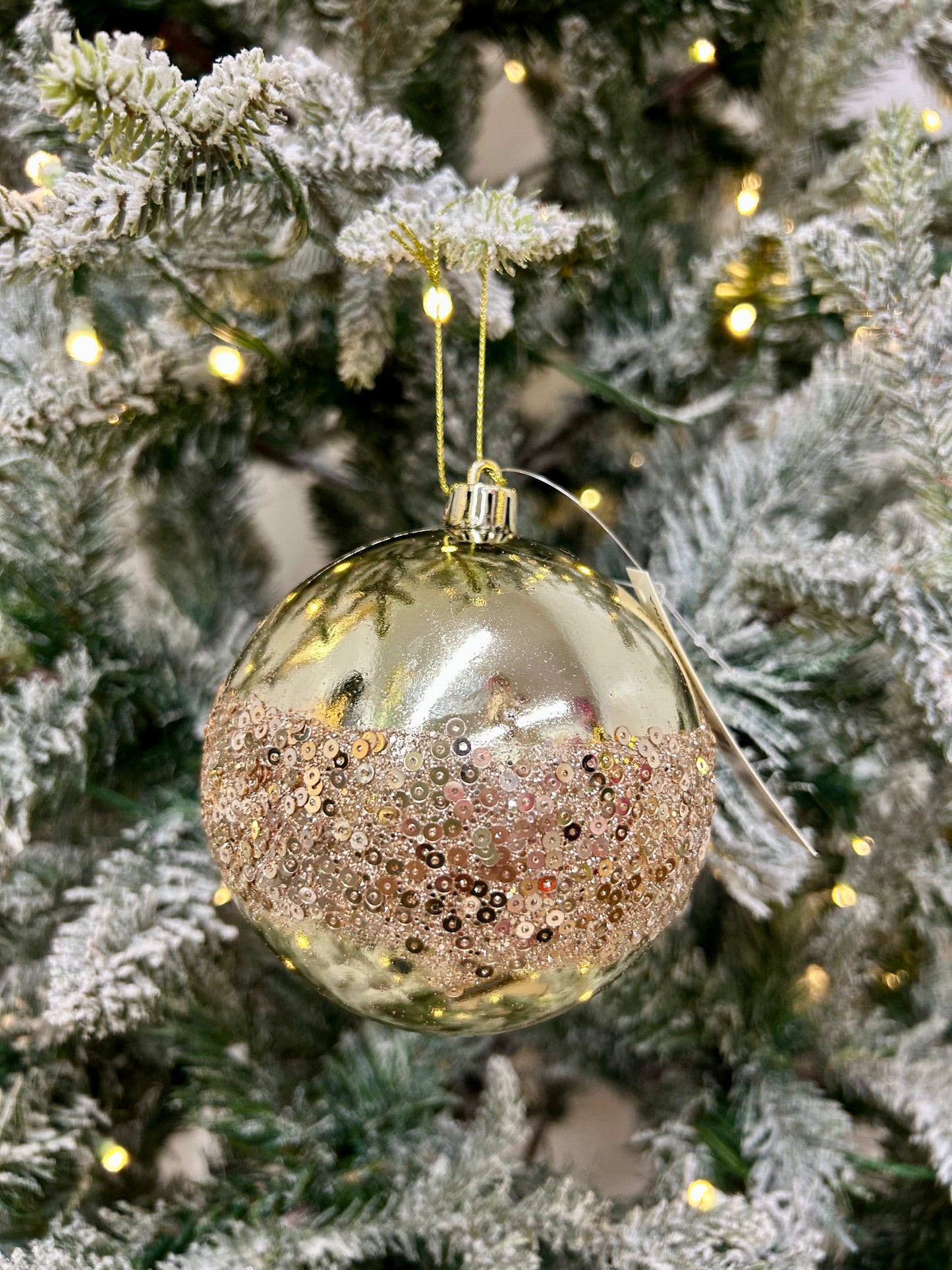 4 Inch Champagne Sequin Ball Ornament