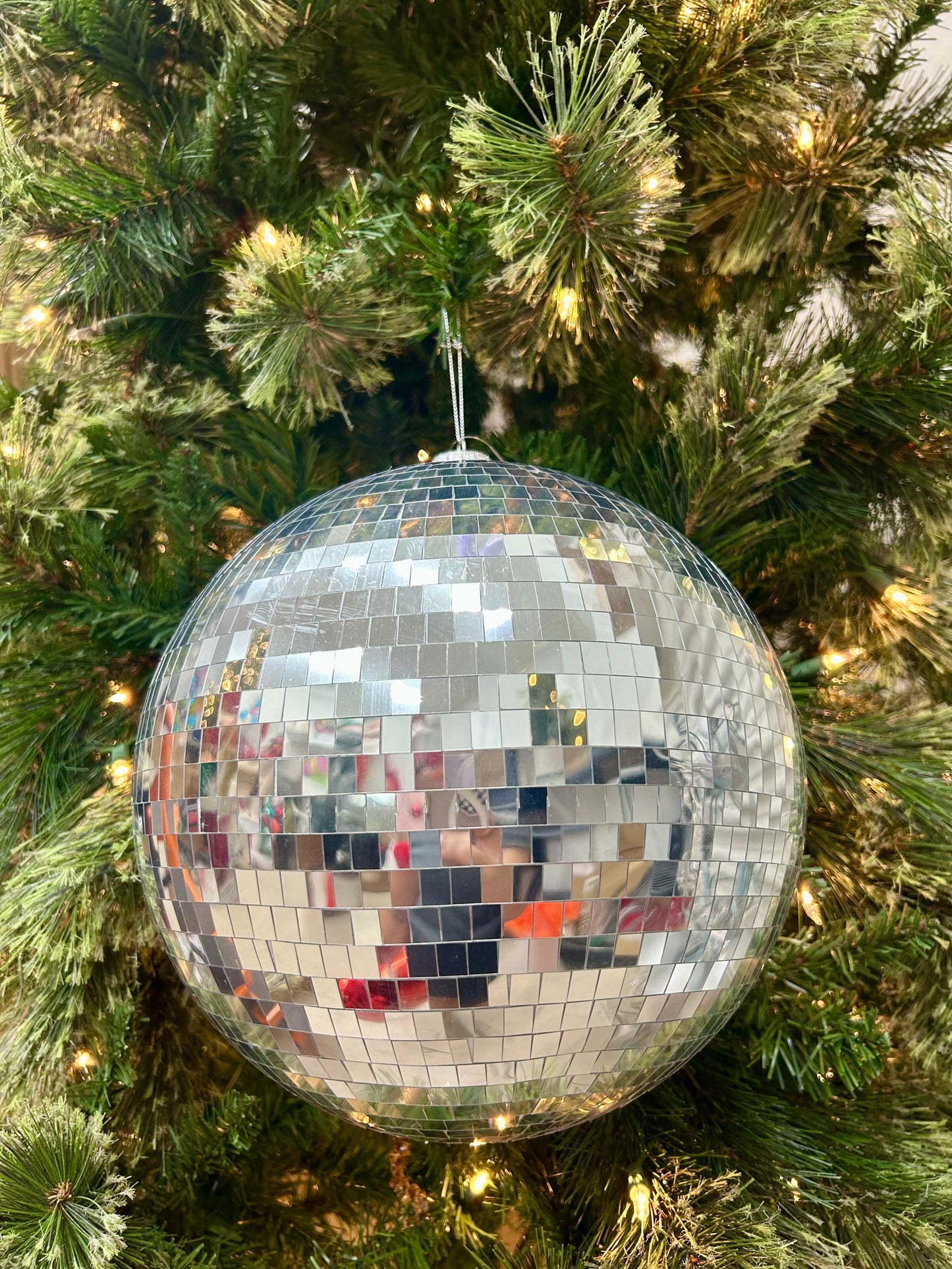 10 Inch Shiny Silver Mirror Ball Ornament