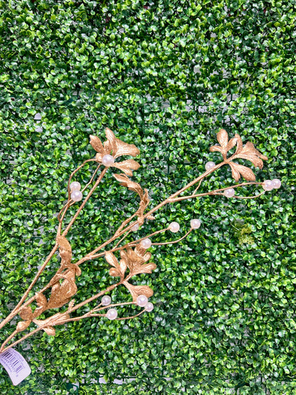 33 Inch Pearl Metallic Leaf Spray