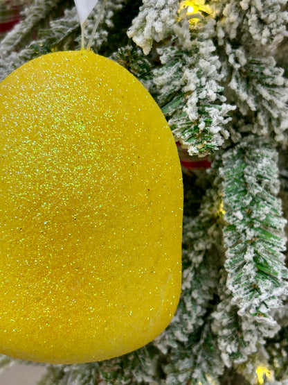 5 Inch Yellow Glitter Gumdrop Ornament