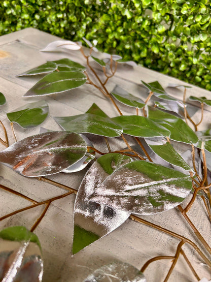 23 Inch Silver Metallic Ficus Spray