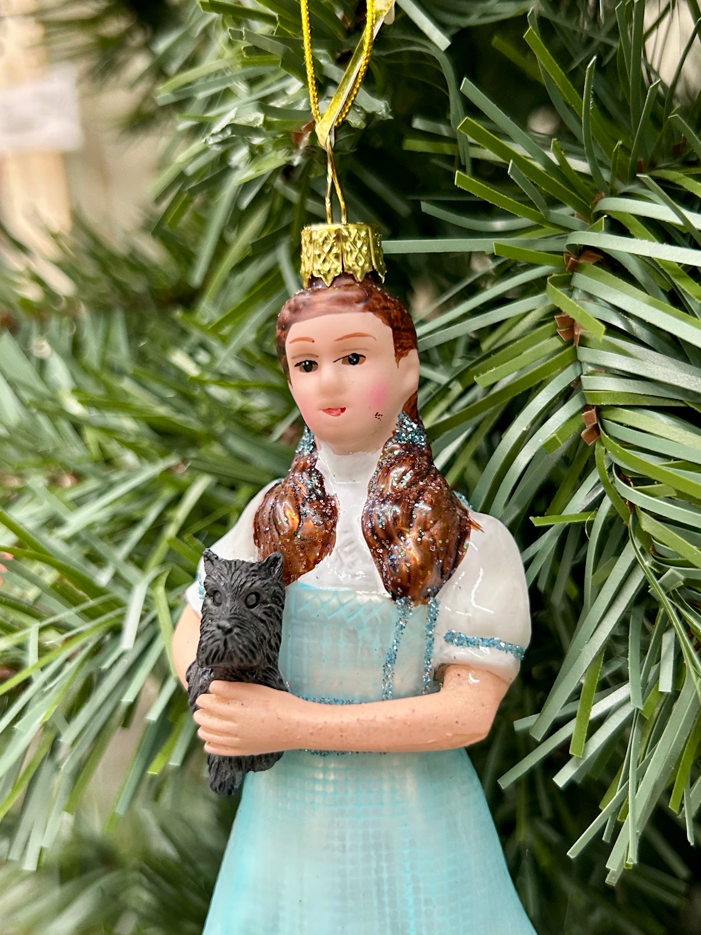 5.5 Inch Girl With Red Sparkly Shoes And Puppy Glass Ornament