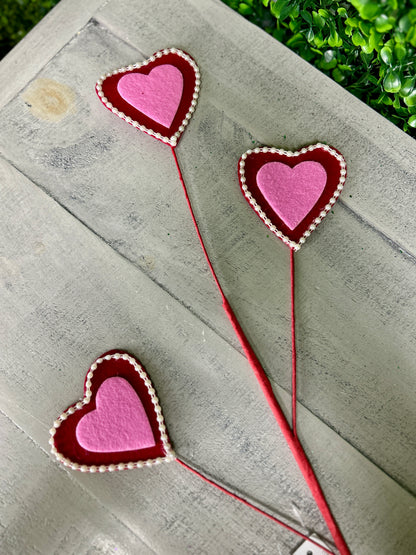 25 Inch Felt Pearl Chain Heart Spray
