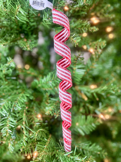 12 Inch Red And White Sugared Ribbon Candy Swirl Ornament