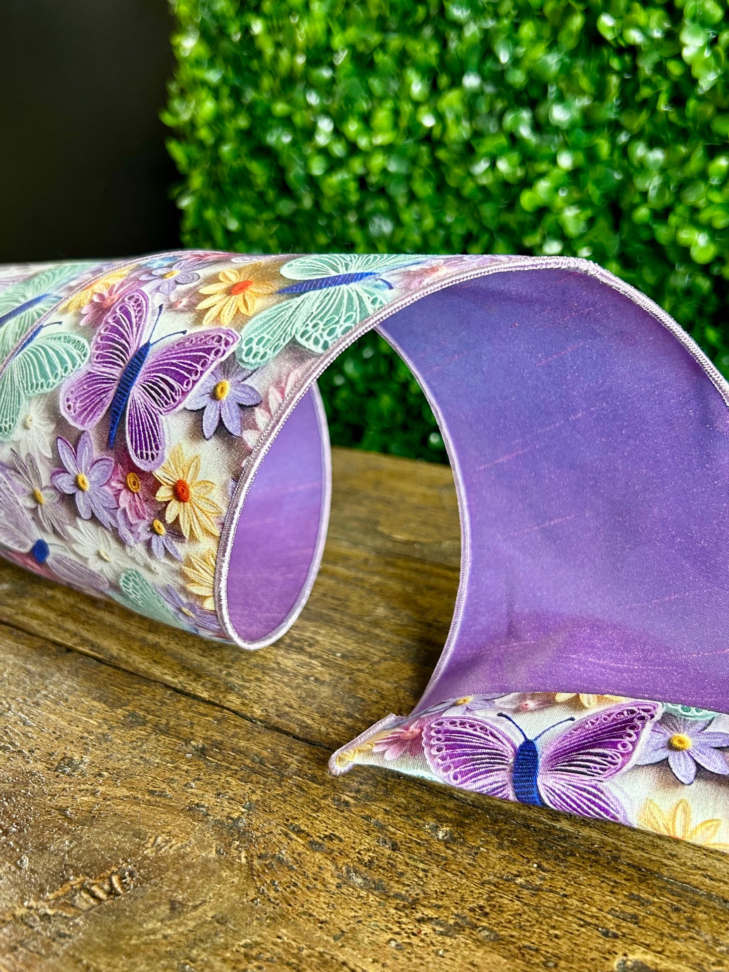 D. Stevens 4 Inch By 10 Yard Lavender Mint And Cream Floral Butterfly Ribbon