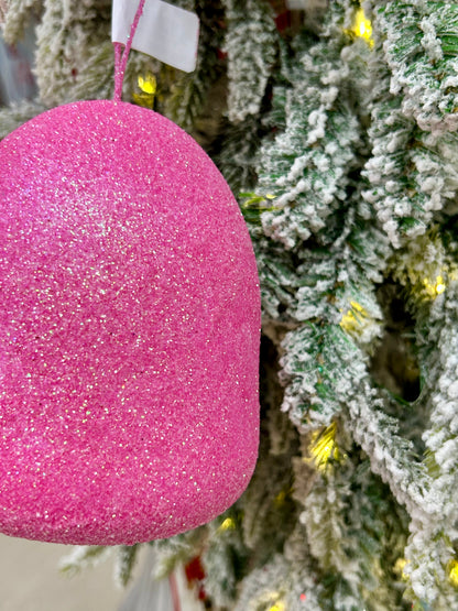 5 Inch Pink Glitter Gumdrop Ornament