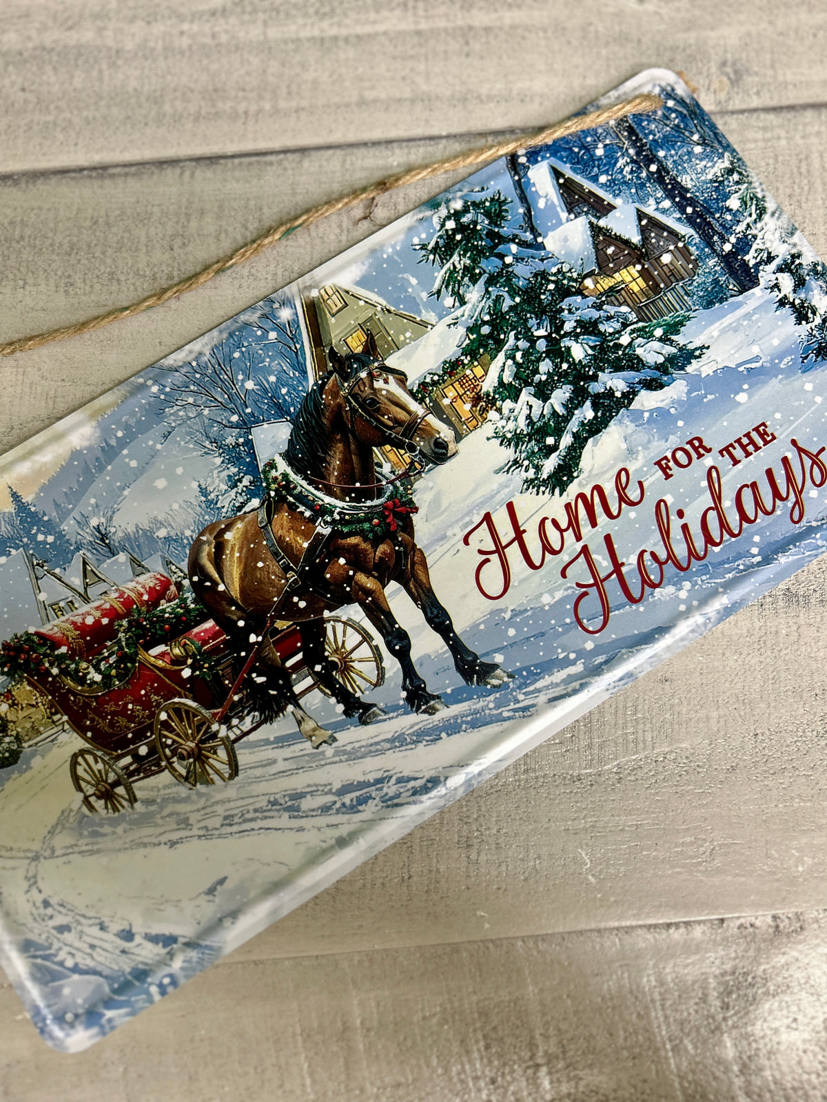 12 Inch Home For The Holidays Metal Sign