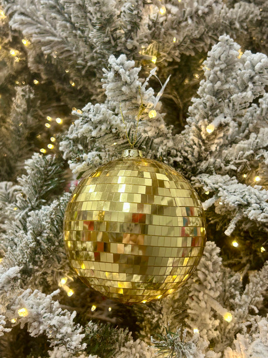 5 Inch 18K Gold Mirror Ball Ornament