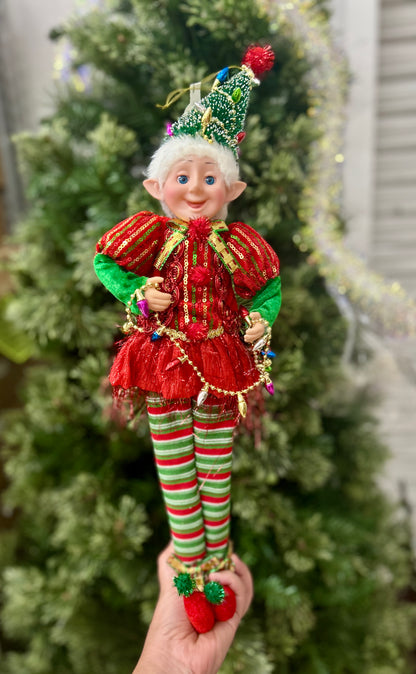 18 Inch Fabric Tinsel Pixie Elf With Tree Two Styles