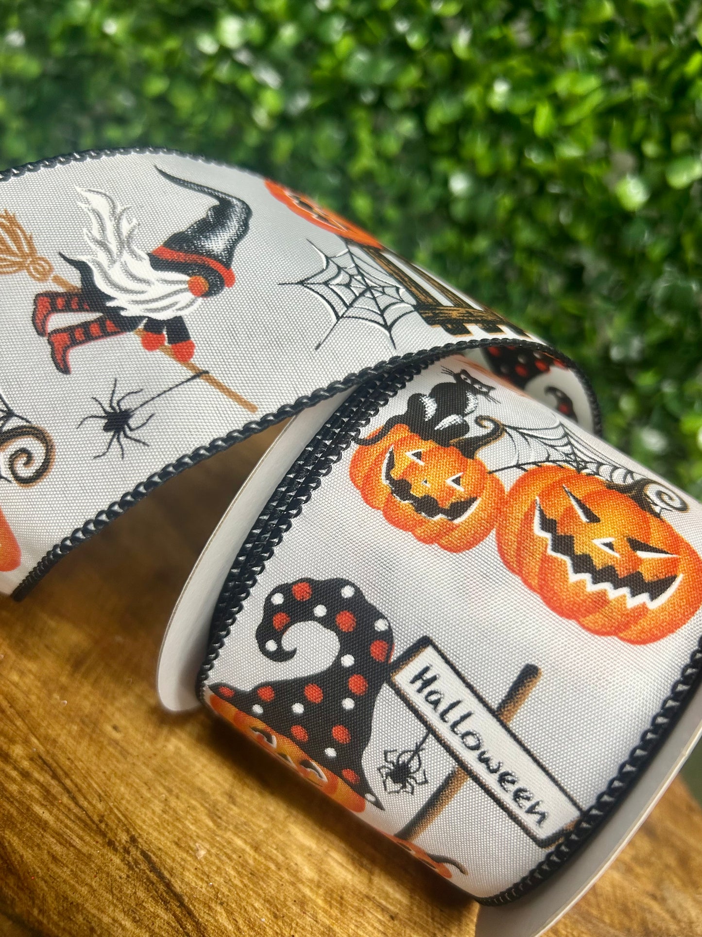 2.5 Inch By 10 Yard Halloween Pumpkin And Gnome Witches Ribbon