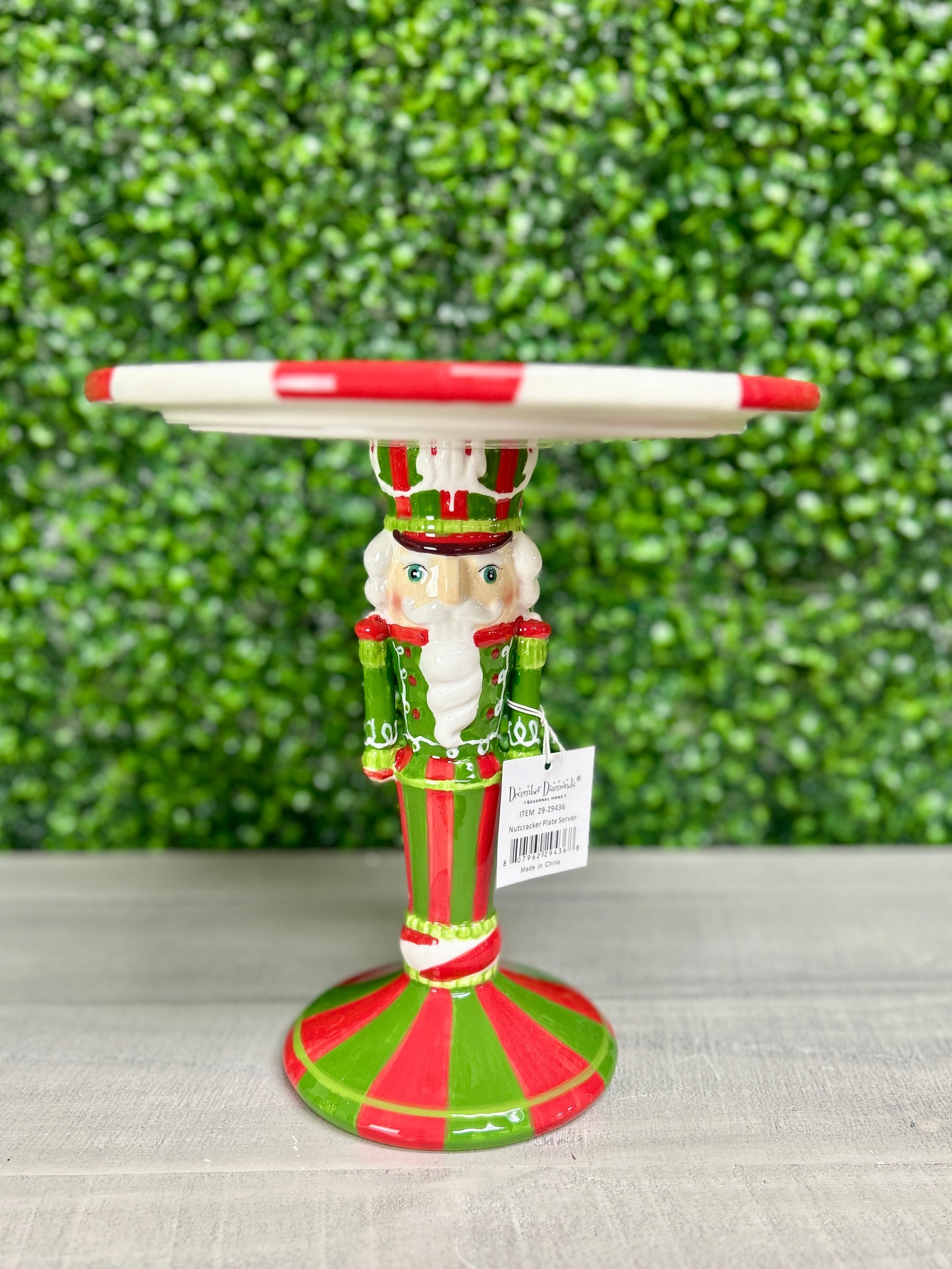 10 Inch Red And Green Ceramic Nutcracker Plate Server