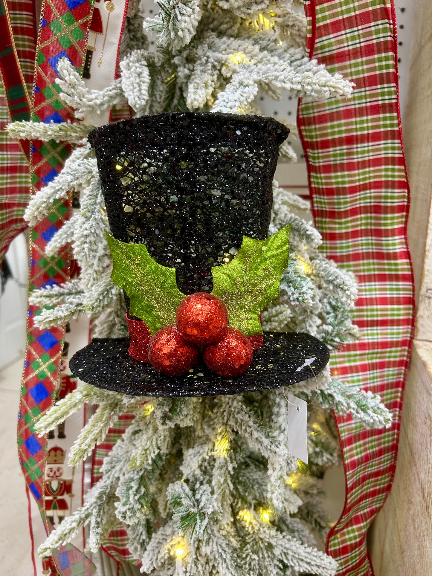 7.75 Inch Black Red And Lime Glitter Mesh Half Top Hat Decor