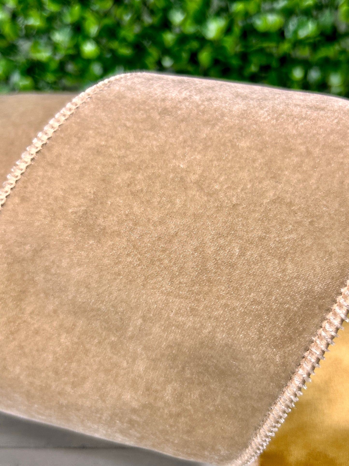 4 Inch By 10 Yard Taupe Deluxe Velvet With Satin Backing Ribbon