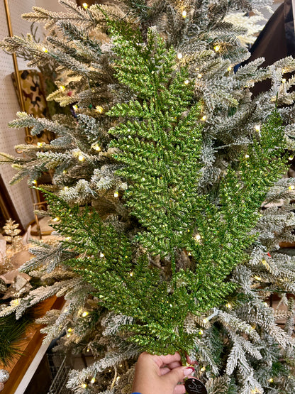 32 Inch Green Shimmery Glitter Fern Spray