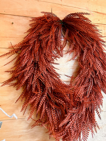 34 Inch By 28 Inch Rust Oval Bead Grass Wreath