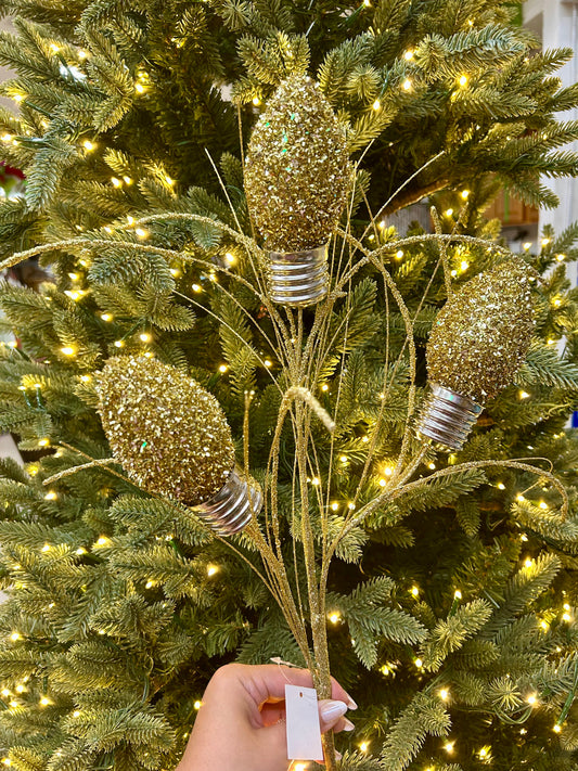 28 Inch Gold Tinsel Bulb Spray
