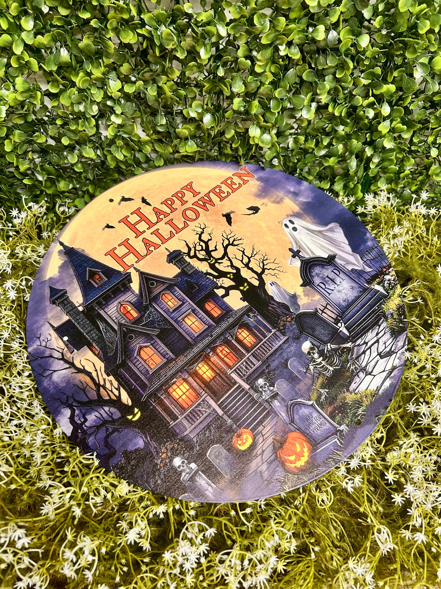 12 Inch Happy Halloween House Metal Sign