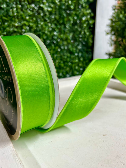 1.5 Inch By 10 Yard Fresh Green Satin Fused Ribbon