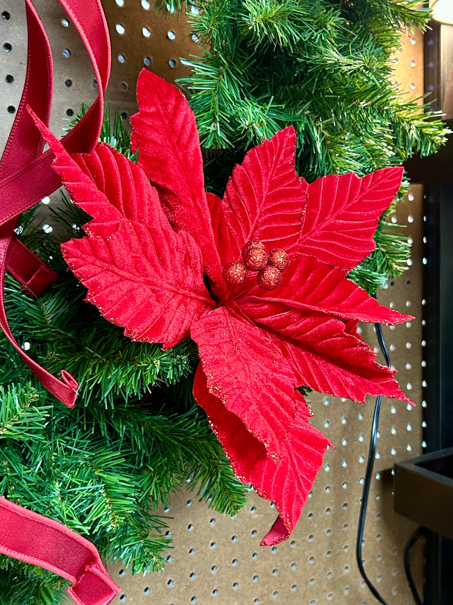 12.5 Inch Red Velvet Poinsettia