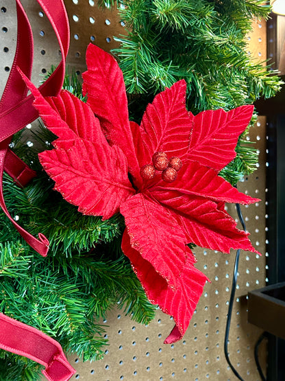 12.5 Inch Red Velvet Poinsettia