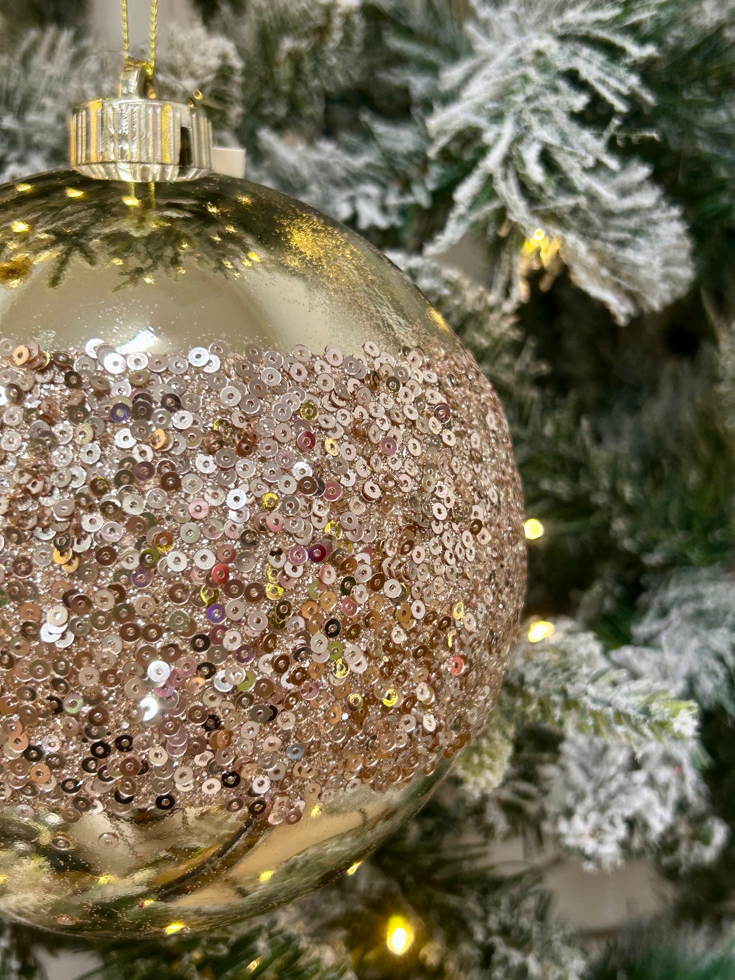 6 Inch Champagne Sequin Ball Ornament